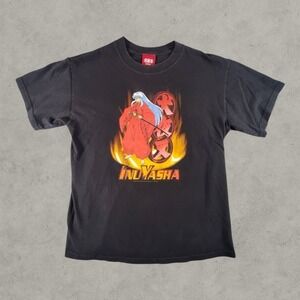 Vintage Inuyasha Shirt Mens Medium Black Y2K 2003 Japanese Anime Movie TV Rare